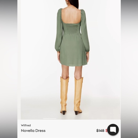 *SOLD* aritzia wilfred novella dress in bitter sage - Picture 4 of 4